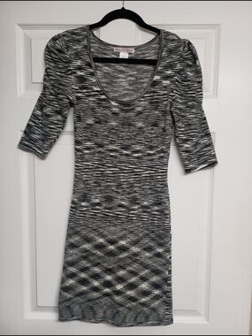 Wishes Wishes Wishes Black & White Space-Dye Midi Dress
